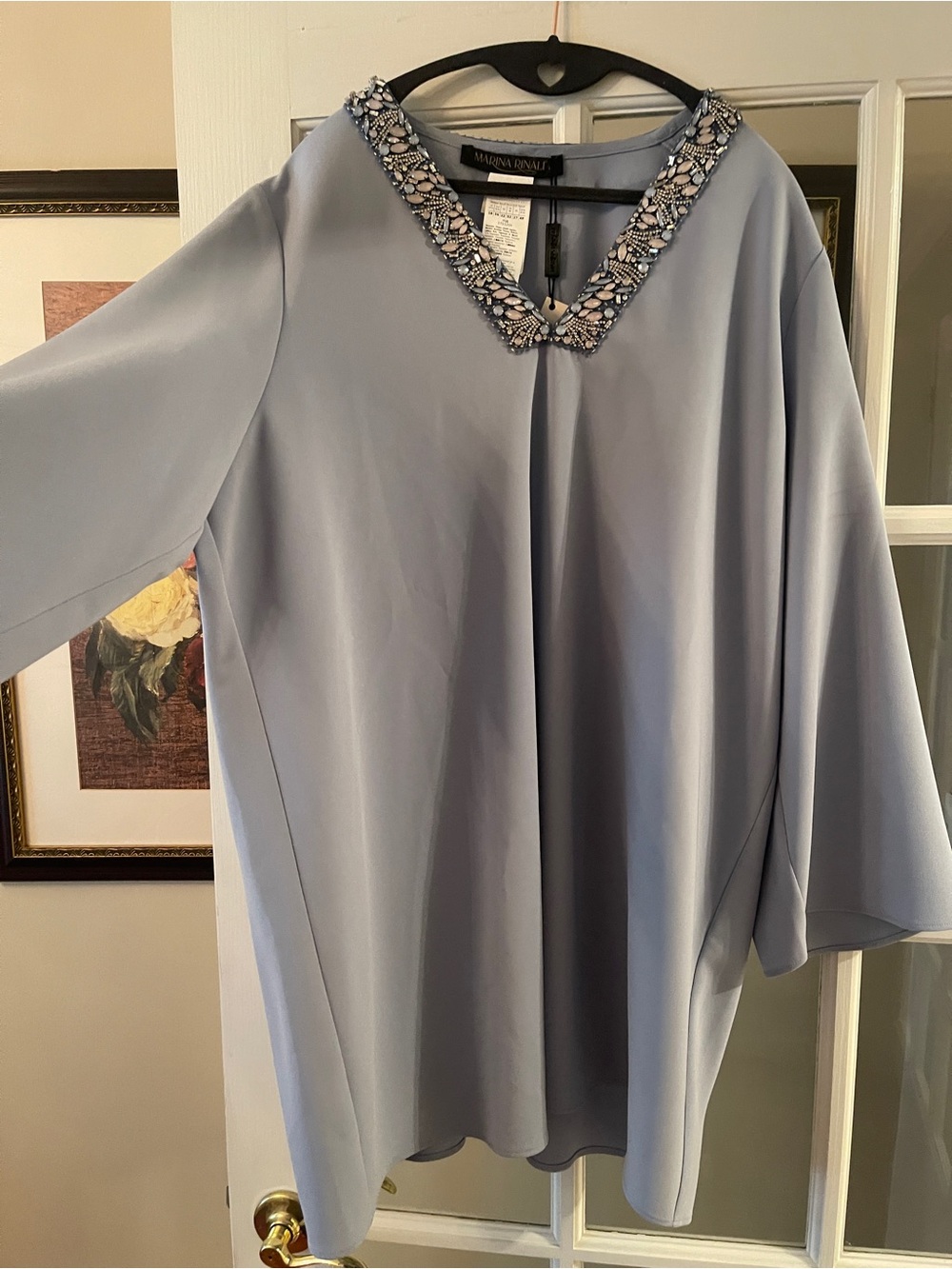 NWT STUNNING Marina Rinaldi jeweled V-neck tunic in sz 18